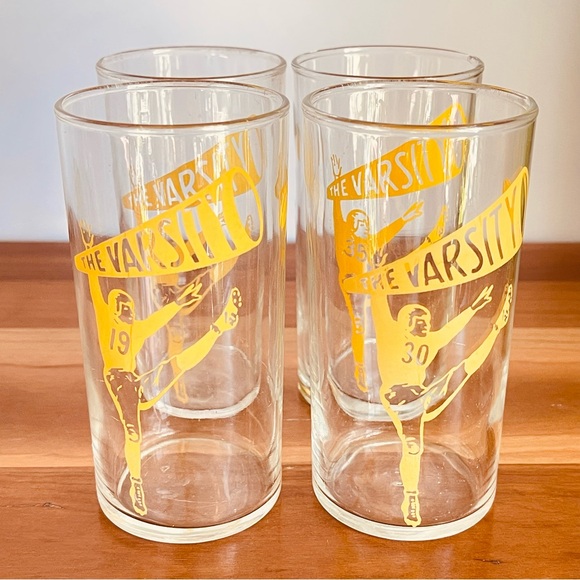Set of 4 Vintage Drinking Glasses Yellow Varsity Football - Picture 3 of 11